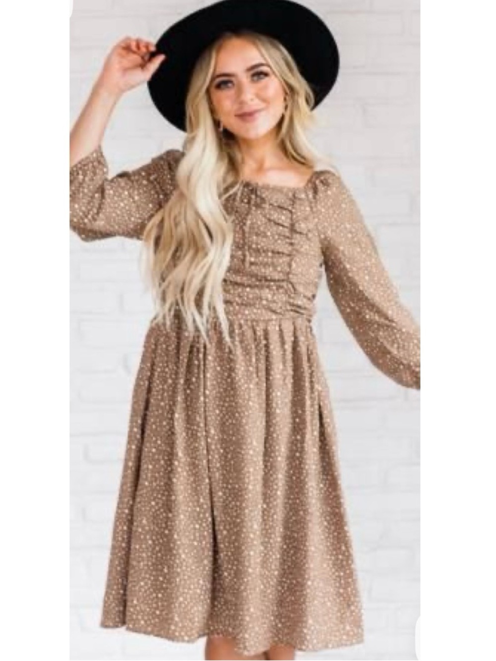 Orange Creek Brown Dot Midi Dress Medium